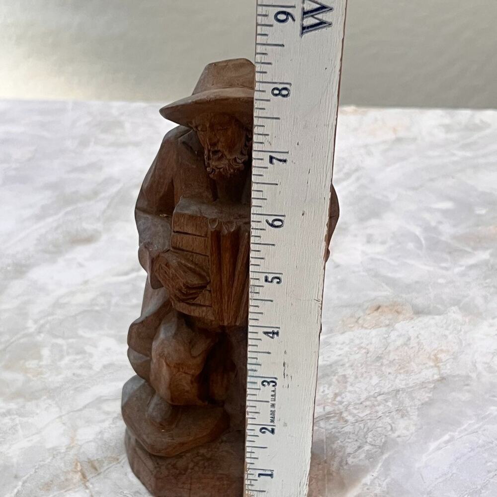 Hand Carved Wooden Figure Bearded Man Playing Accordion 8.5" Tall Folk Art - Picture 8 of 16